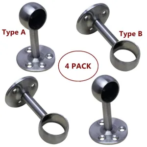 Reekey 4 Pack Clothes Hanger Hanging Tube Base Curtain End Bracket Support Kitchen Organizer (0.75")