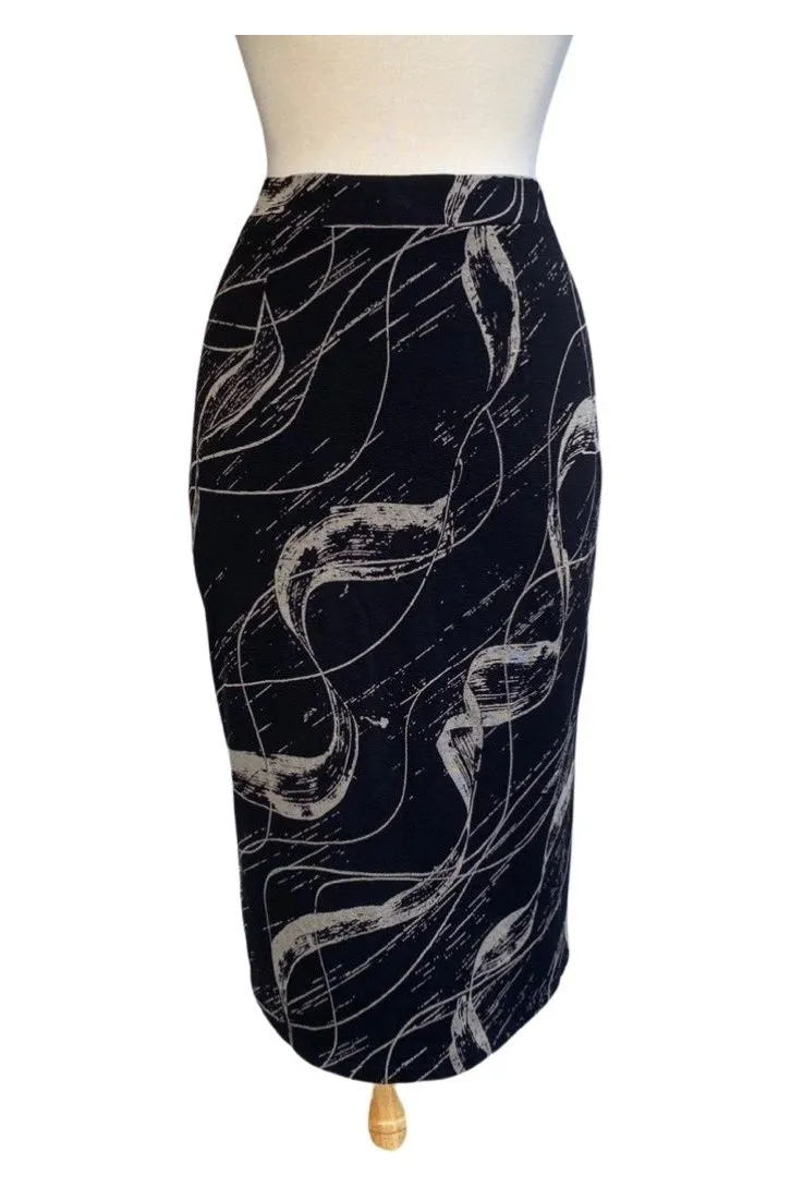 RENEE Printed Abstract Pencil Skirt