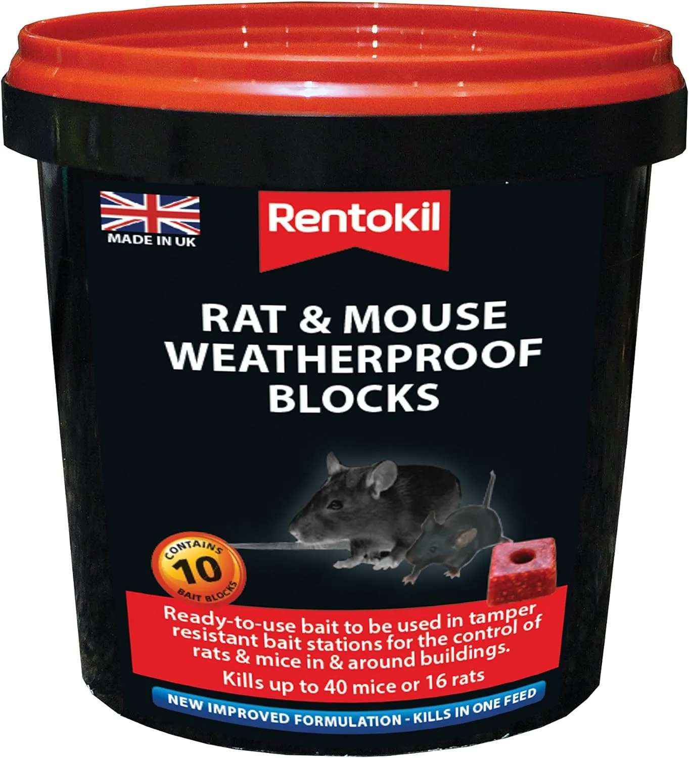 Rentokil Rat & Mouse Weatherproof Blocks Tub Of 10