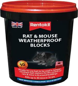 Rentokil Rat & Mouse Weatherproof Blocks Tub Of 10