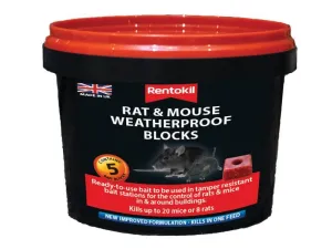Rentokil Rat & Mouse Weatherproof Blocks Tub Of 5