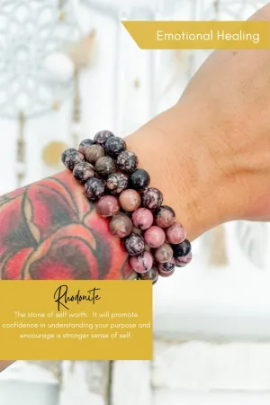 Rhodonite 8mm Bead Bracelet