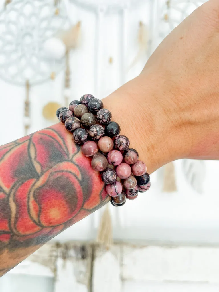 Rhodonite 8mm Bead Bracelet