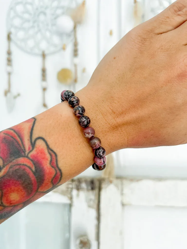 Rhodonite 8mm Bead Bracelet