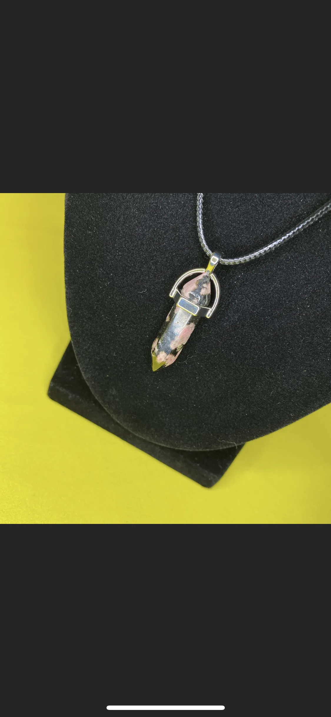 Rhodonite Crystal Necklace (16 in chain)