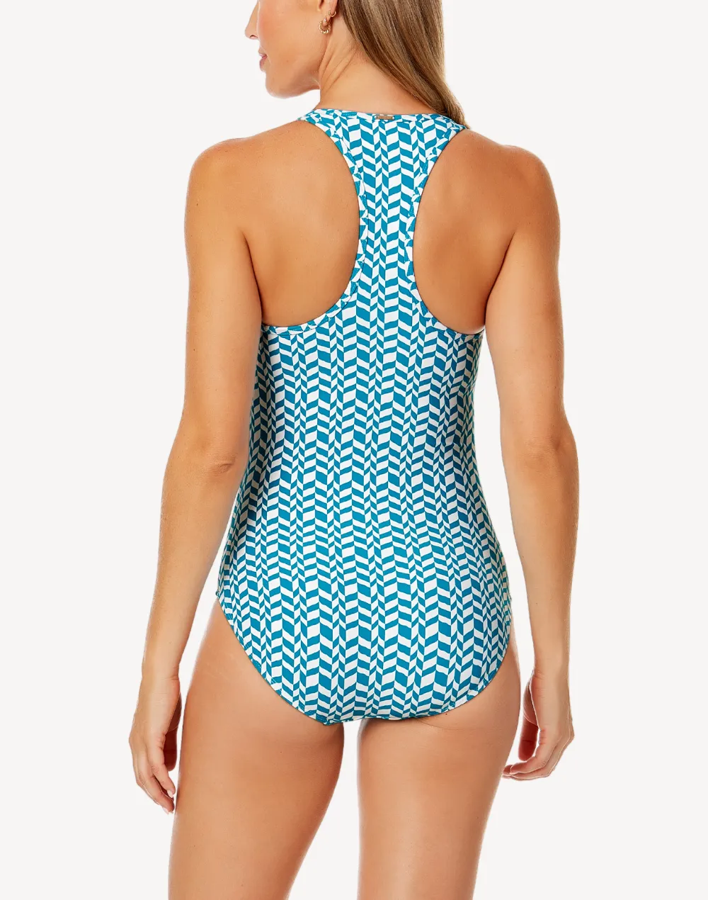 Ripple Geo Scoop Neck Zip Front One Piece