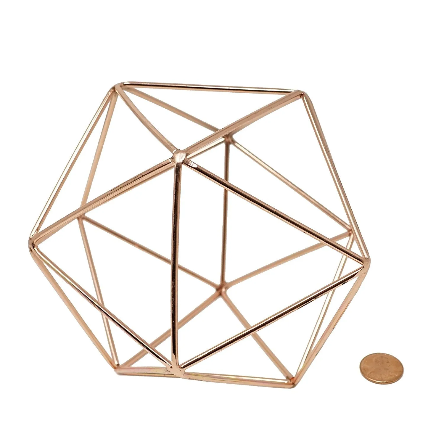 Rose Gold Geometric Centerpiece Hanging Metal Ornament Decorative Accent Object 6 in