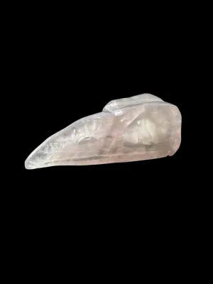 Rose Quartz Raven Skull