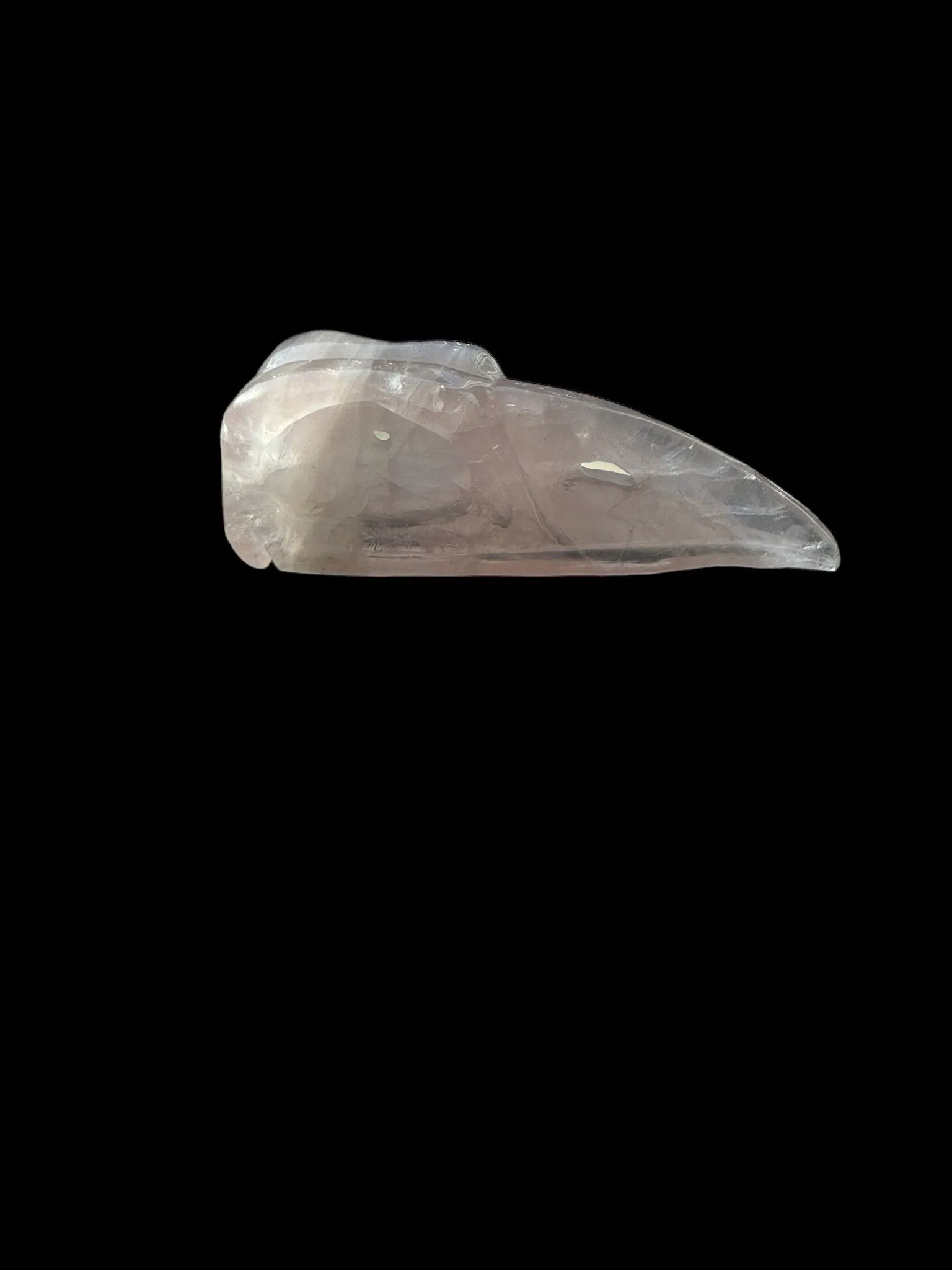 Rose Quartz Raven Skull