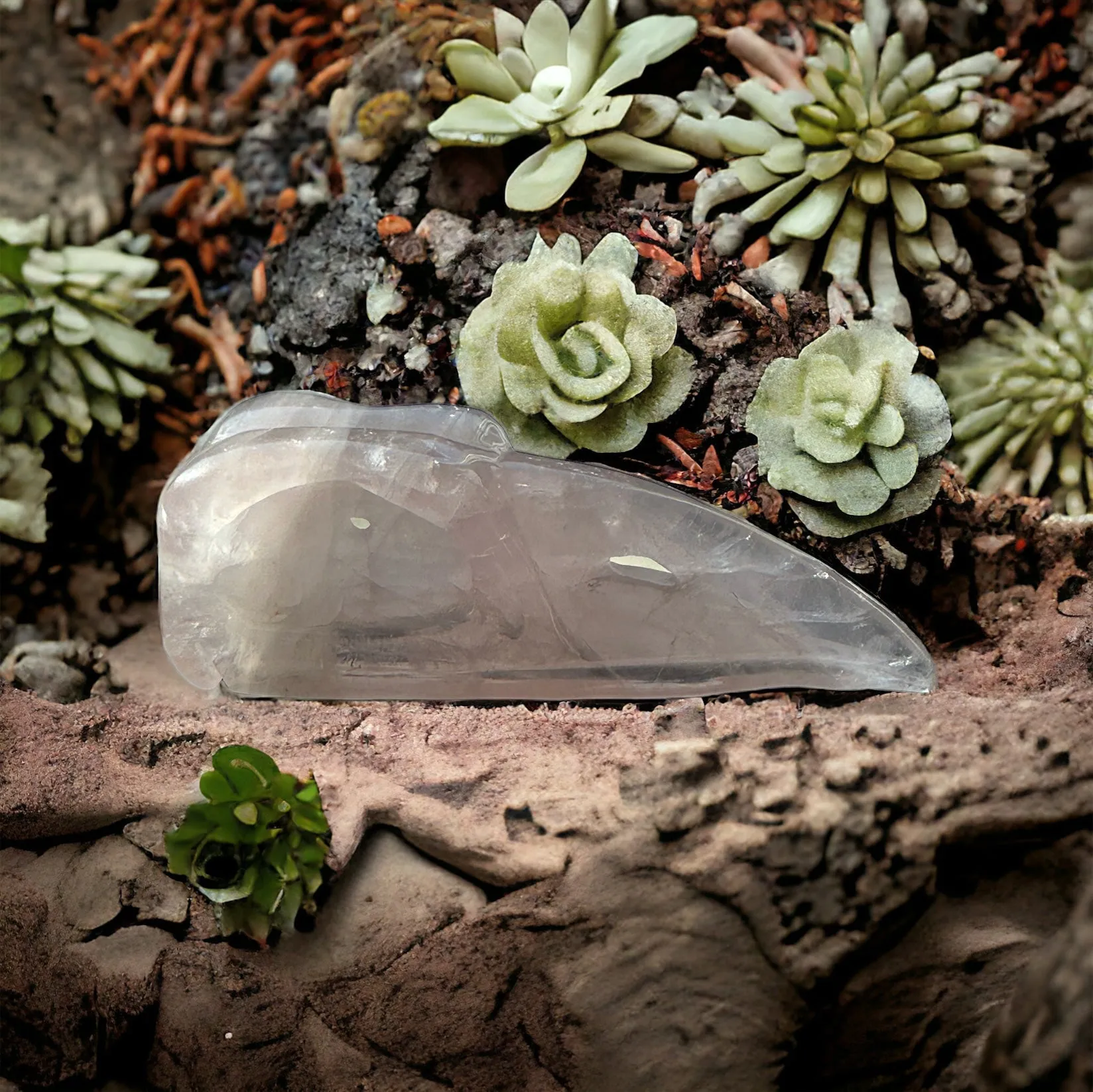 Rose Quartz Raven Skull
