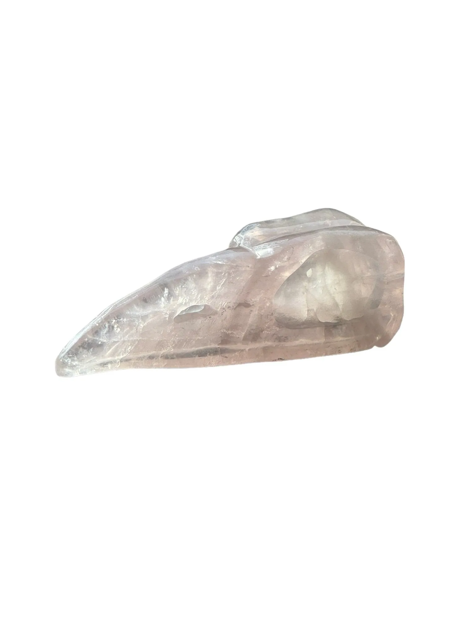 Rose Quartz Raven Skull