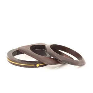 ROUND SQUARE AND POLYGON SHAPE WOOD BANGLES #VB17262BLACK (Showroom)