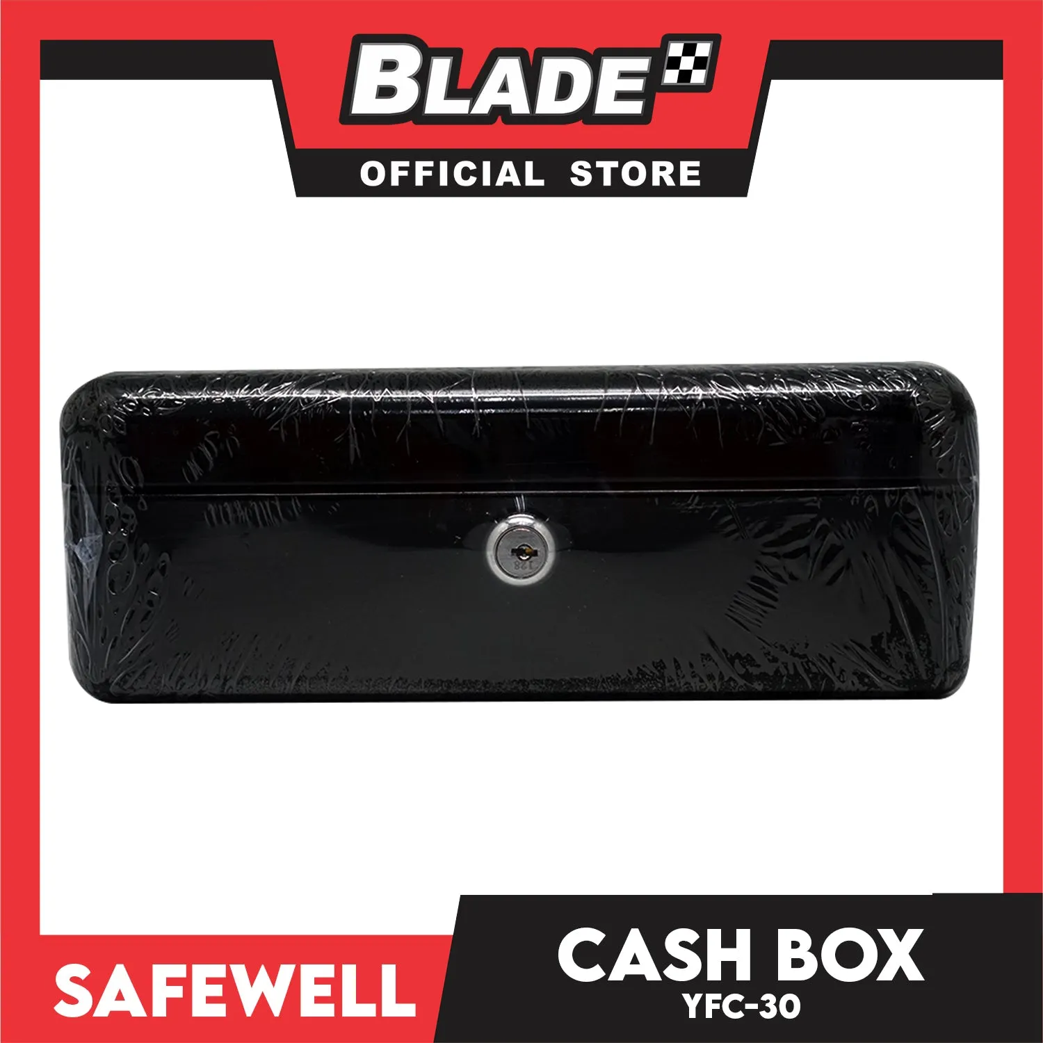 Safewell Cash Box YFC-30 (Black) Anti-Rust, Peeling Resistant Finish, Cash Box & Vault Storage Organizer