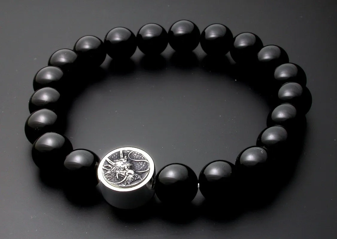 Saito - Dragon Crest Emblem (Silver 950) with Onyx Rosary　