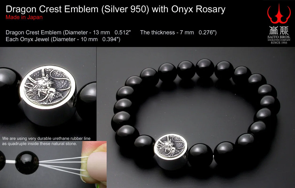 Saito - Dragon Crest Emblem (Silver 950) with Onyx Rosary　