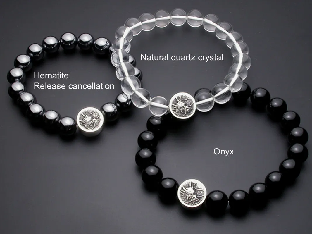 Saito - Dragon Crest Emblem (Silver 950) with Onyx Rosary　