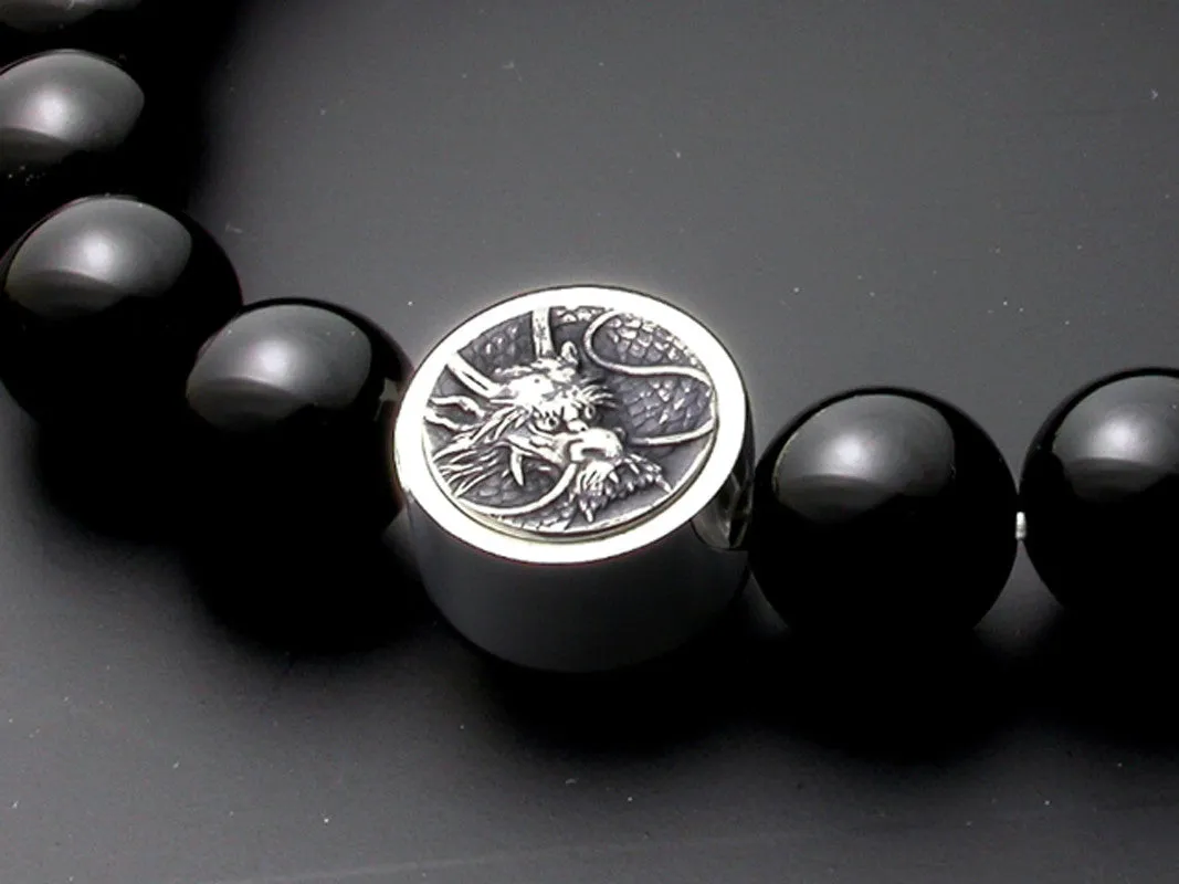 Saito - Dragon Crest Emblem (Silver 950) with Onyx Rosary　