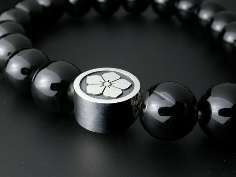 Saito - Kamon (Family Crest) (Silver 950) with Onyx Rosary