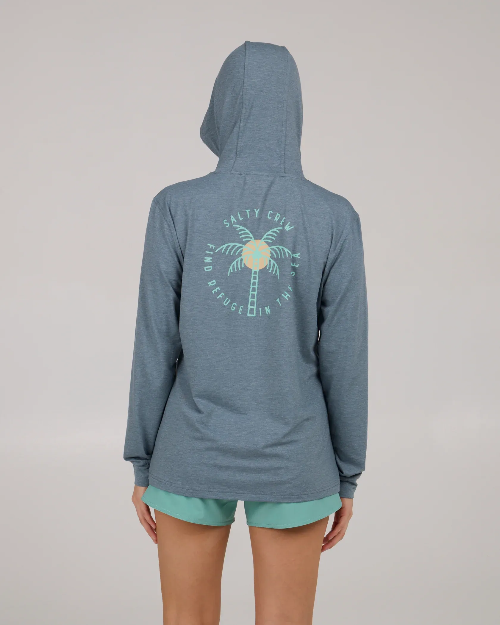 Salty Crew Womens Queen Palm Tech Hoodie - Fin Blue