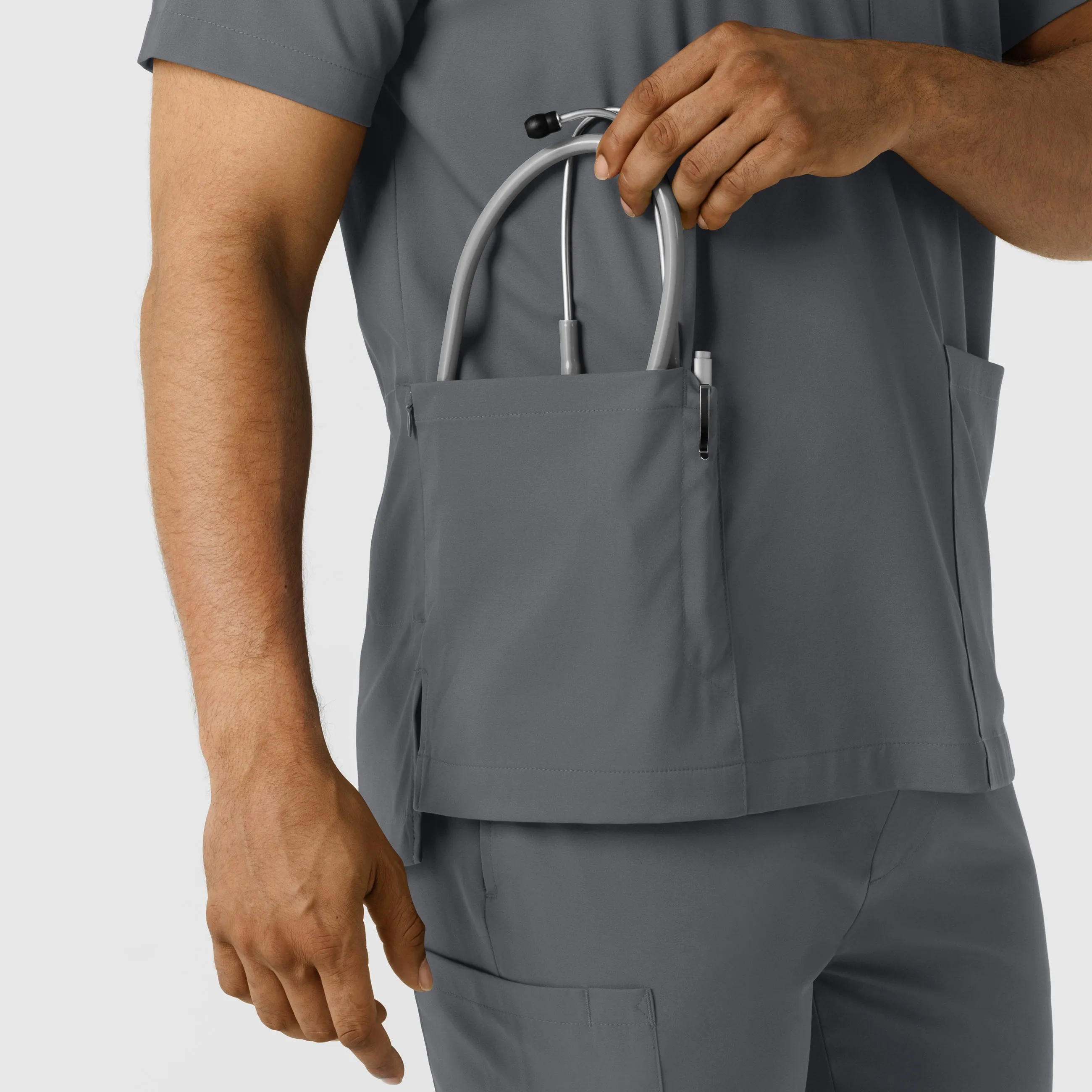 SCC Boundless Men's Multi Pocket V-Neck Scrub Top with Logo