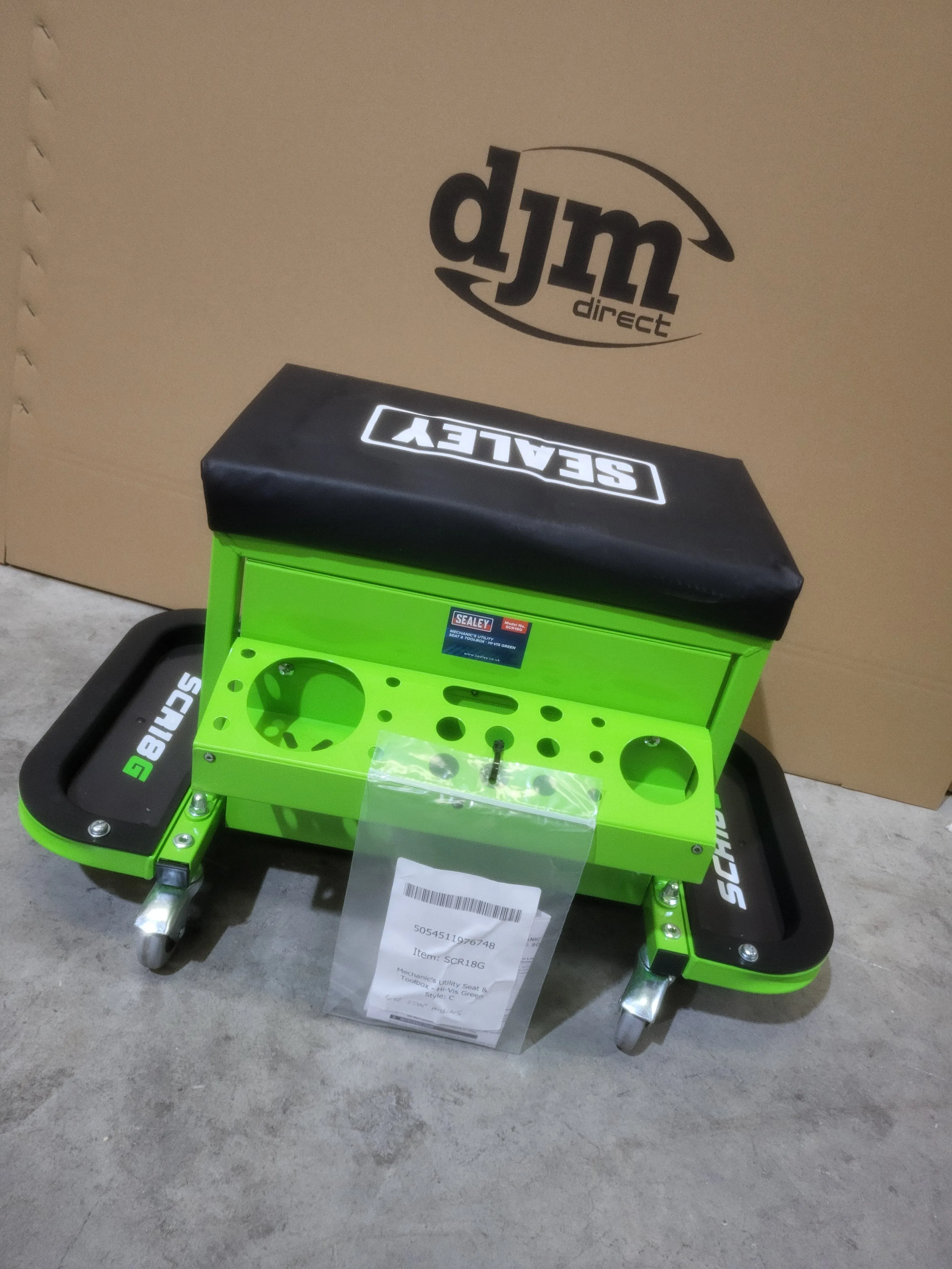 Sealey Mechanic's Utility Seat & Toolbox - Green - C