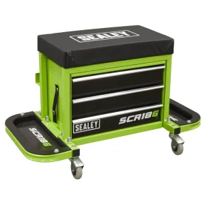 Sealey Mechanic's Utility Seat & Toolbox - Green - C