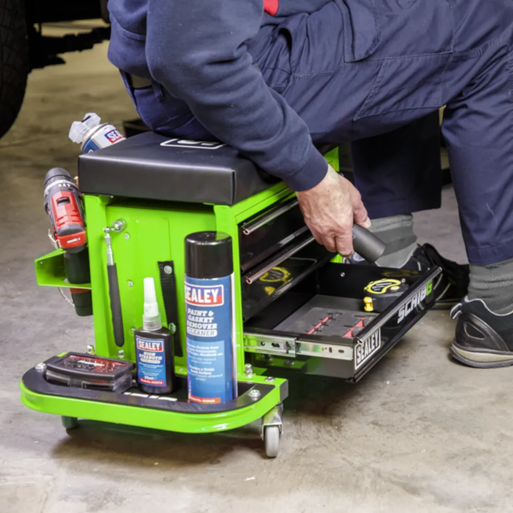 Sealey Mechanic's Utility Seat & Toolbox - Green - C