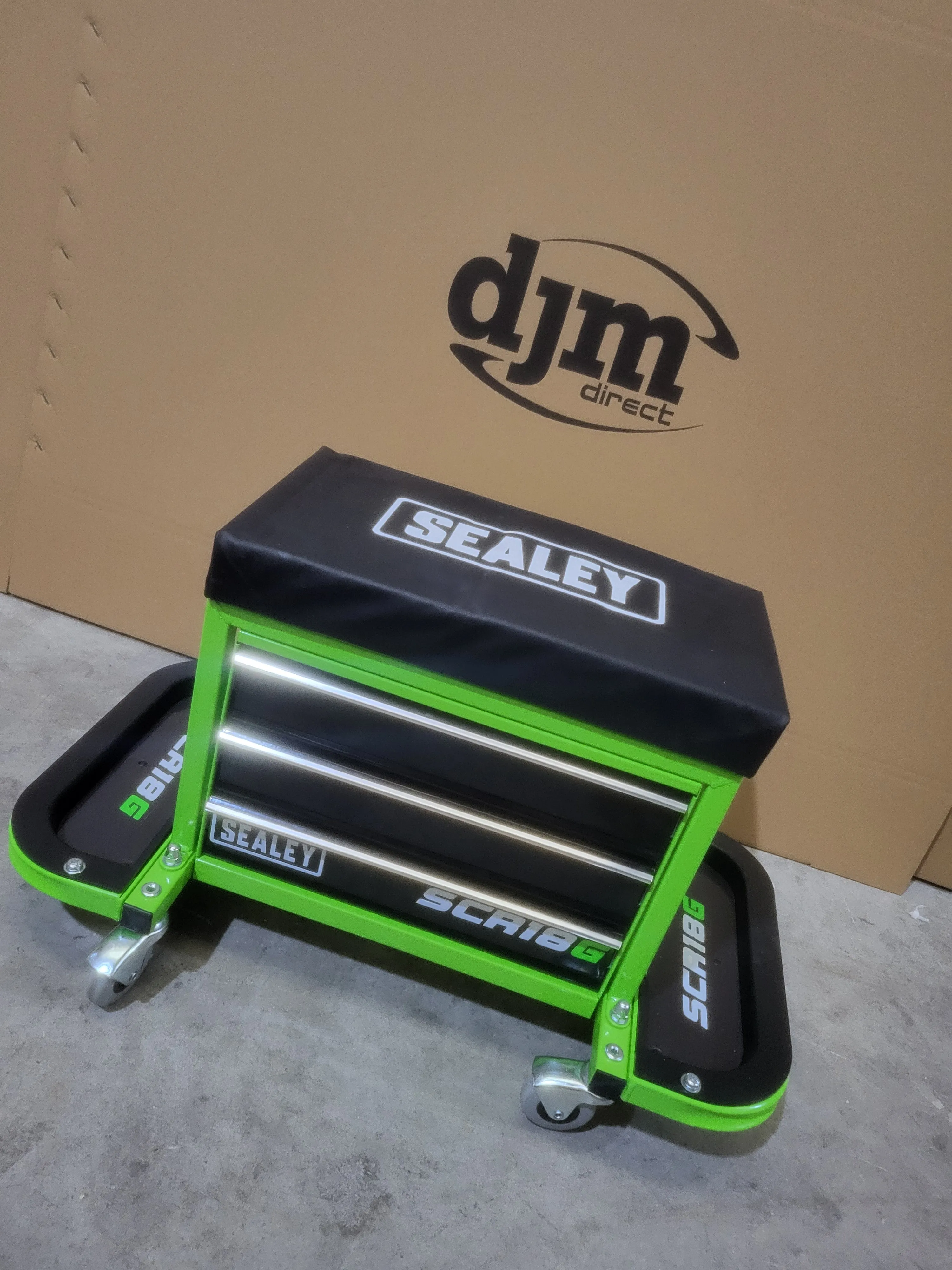 Sealey Mechanic's Utility Seat & Toolbox - Green - C