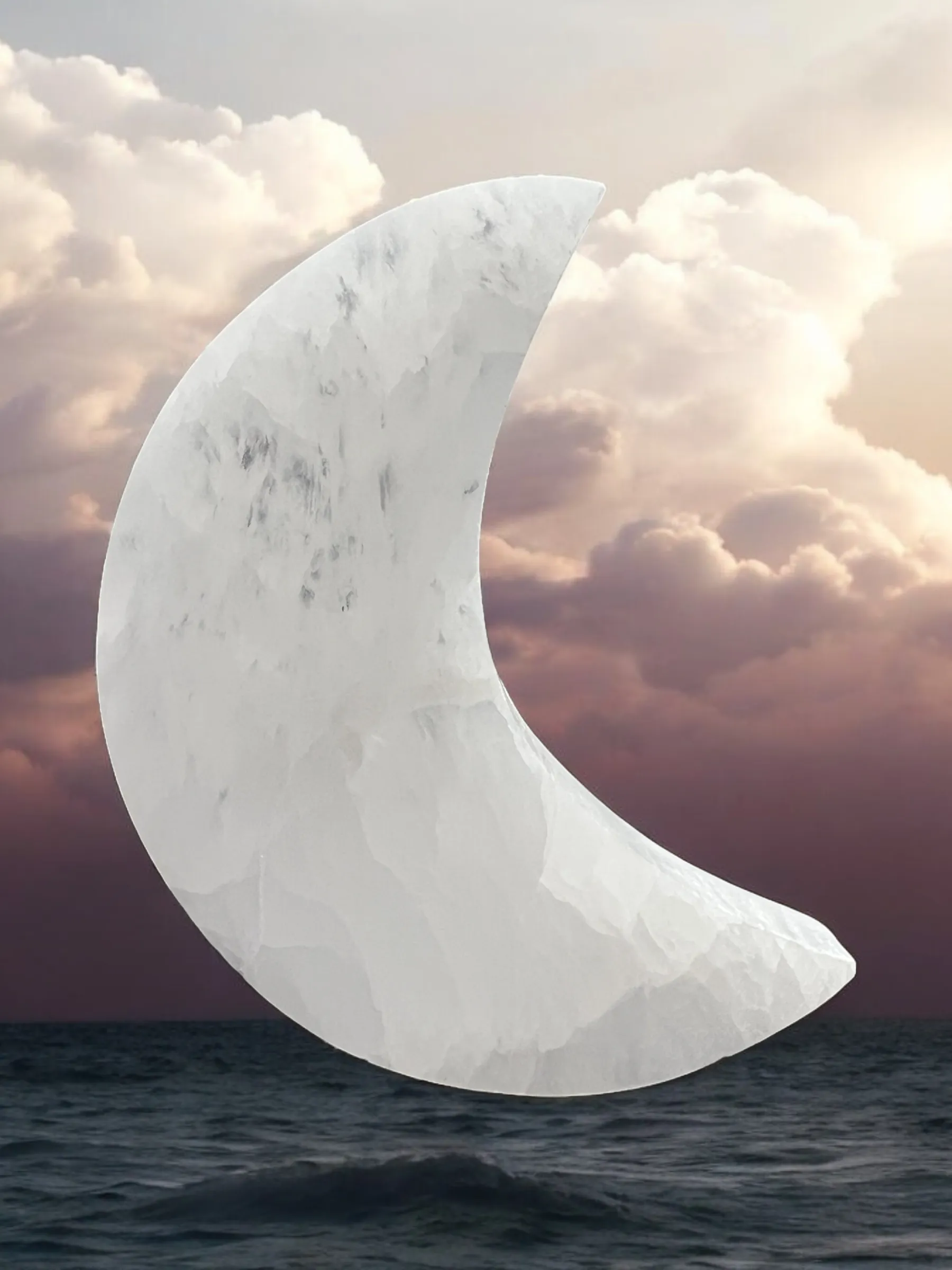 Selenite Moon Charging Plate