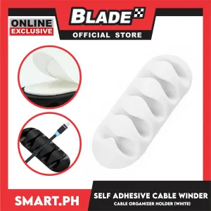 Self Adhesive Cable Winder Organizer Desktop Phone charger USB Earphone wire holder (White)