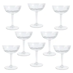 Set of 8 Antique French Crystal Champagne Coupes - Clear