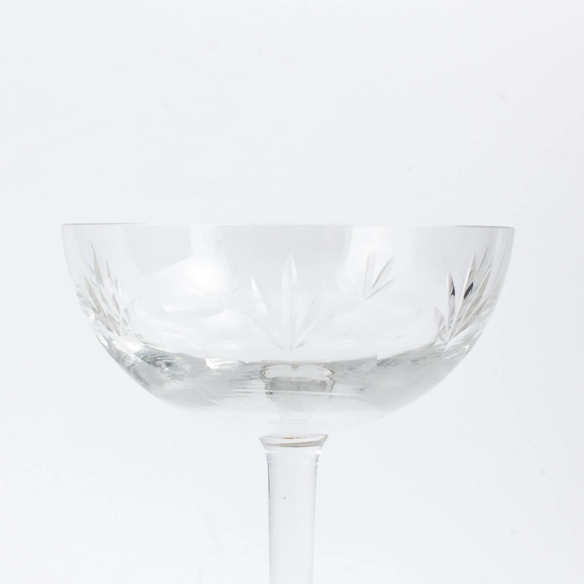 Set of 8 Antique French Crystal Champagne Coupes - Clear