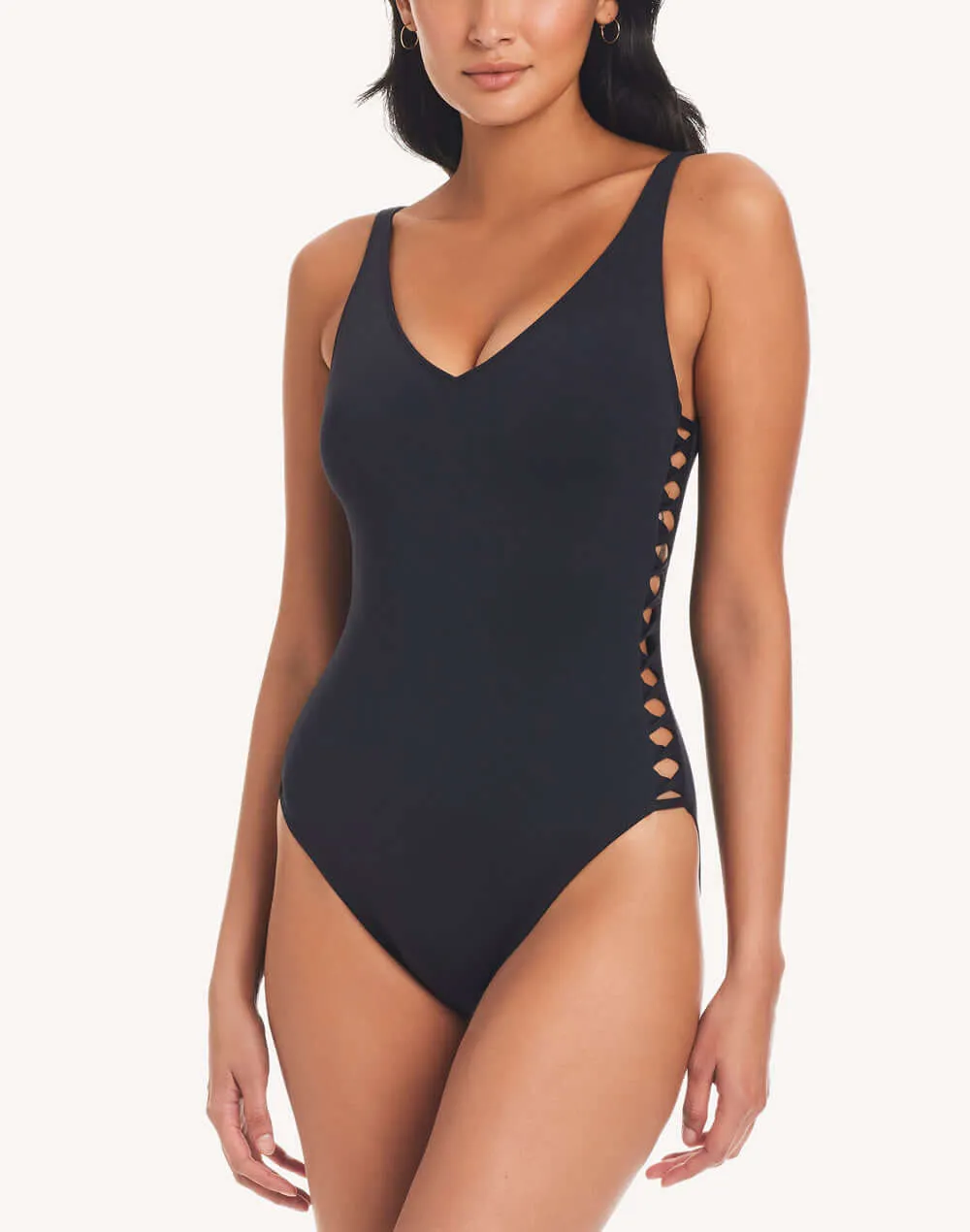 Sides Lace Down One Piece