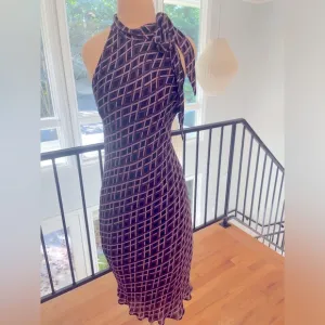Silk Purple Tank Style Dress with faux neck scarf tie