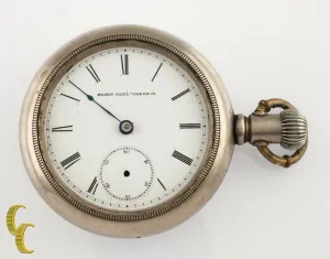 Silverode Antique Elgin Open Face Pocket Watch Gr 6 18S 7-Jewel 1884