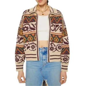 Sloan Rouge Knit Sweater Cardigan Sz.XL Multi Fair Isle Nordic Full Zip Cottage