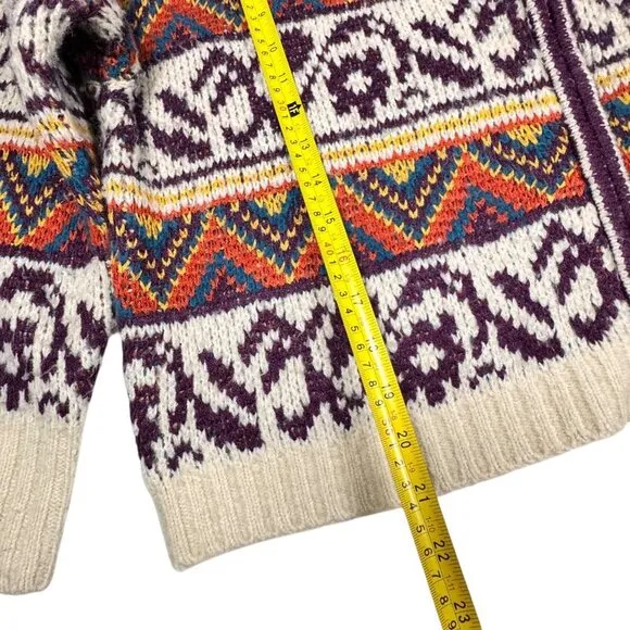 Sloan Rouge Knit Sweater Cardigan Sz.XL Multi Fair Isle Nordic Full Zip Cottage