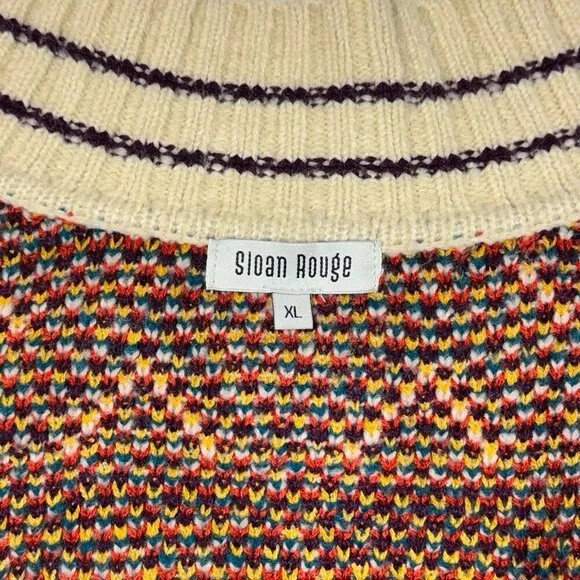 Sloan Rouge Knit Sweater Cardigan Sz.XL Multi Fair Isle Nordic Full Zip Cottage