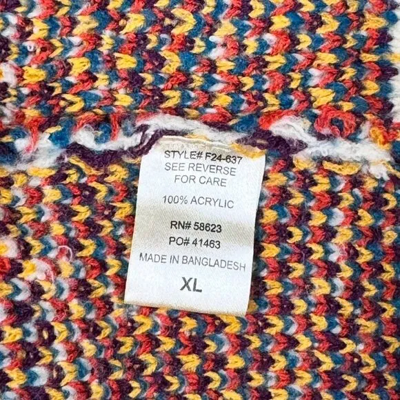 Sloan Rouge Knit Sweater Cardigan Sz.XL Multi Fair Isle Nordic Full Zip Cottage