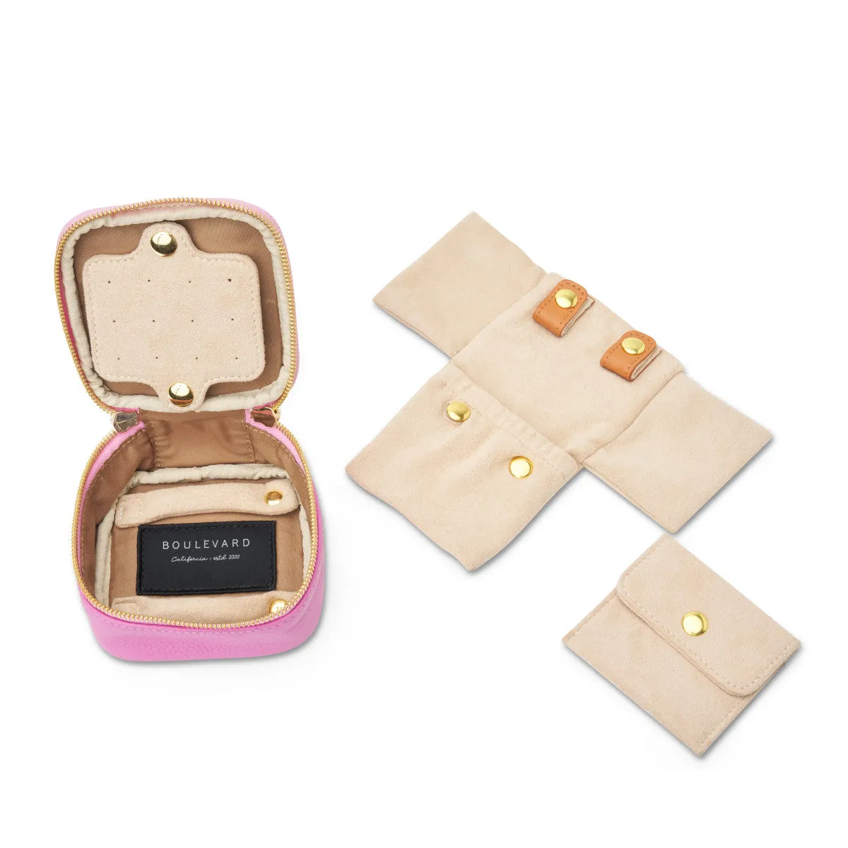Small Leather Jewelry Case Pink - LE BLING