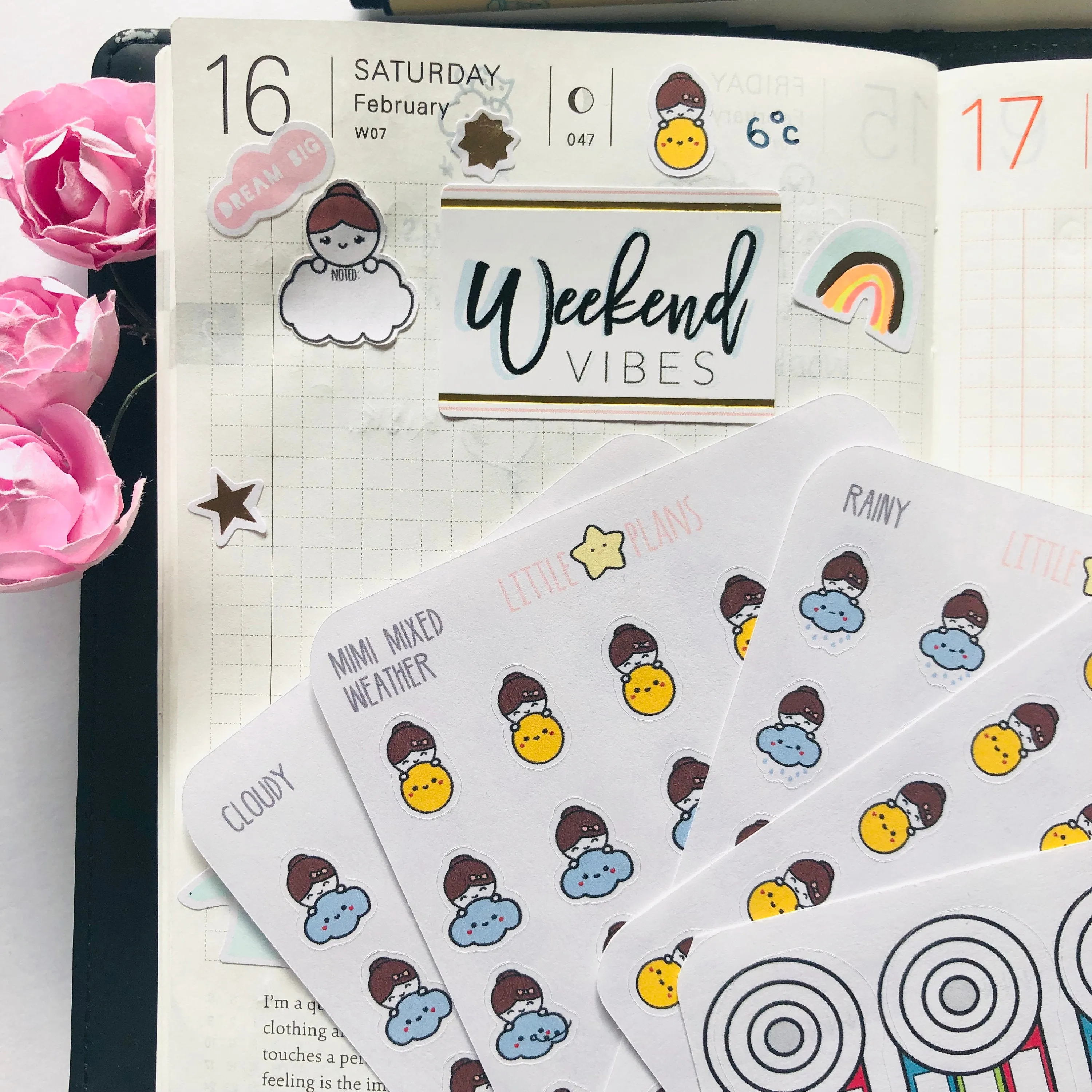 Small Mimi - Weather Planner Stickers (Sunny, Cloudy, Windy, Rainy)