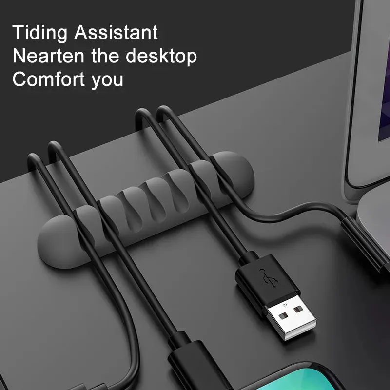 Smart Cable Holder Silicone Flexible Cable Wire Organizer Holder Cord Management Clip for USB Earphone Network Cable, etc