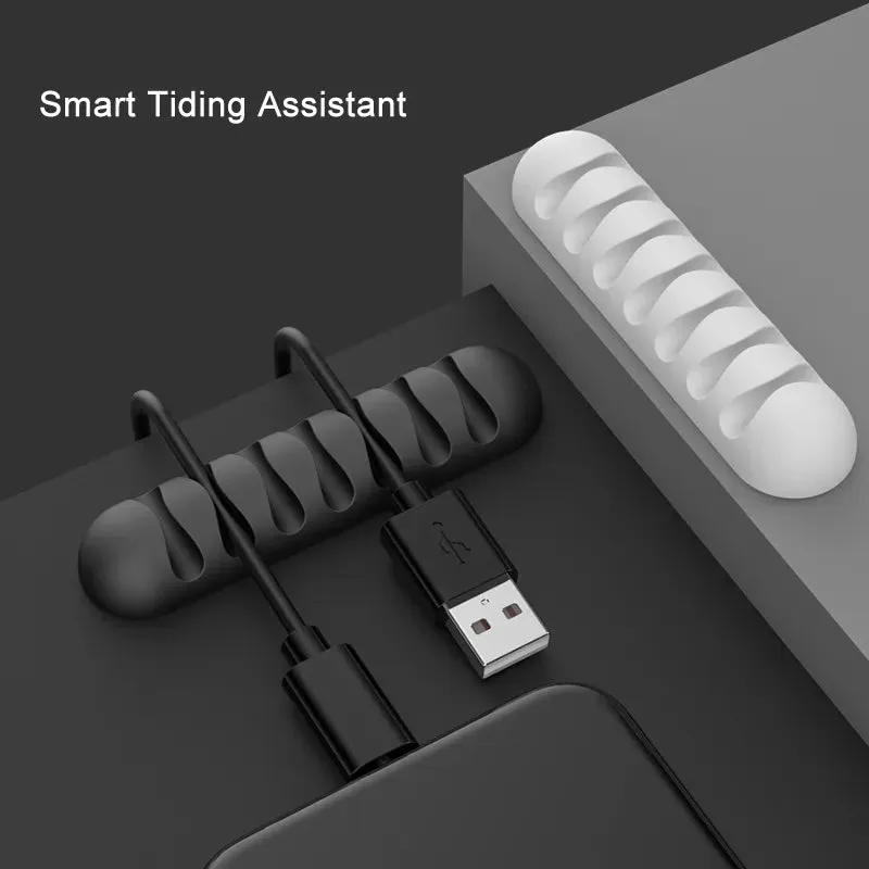 Smart Cable Holder Silicone Flexible Cable Wire Organizer Holder Cord Management Clip for USB Earphone Network Cable, etc