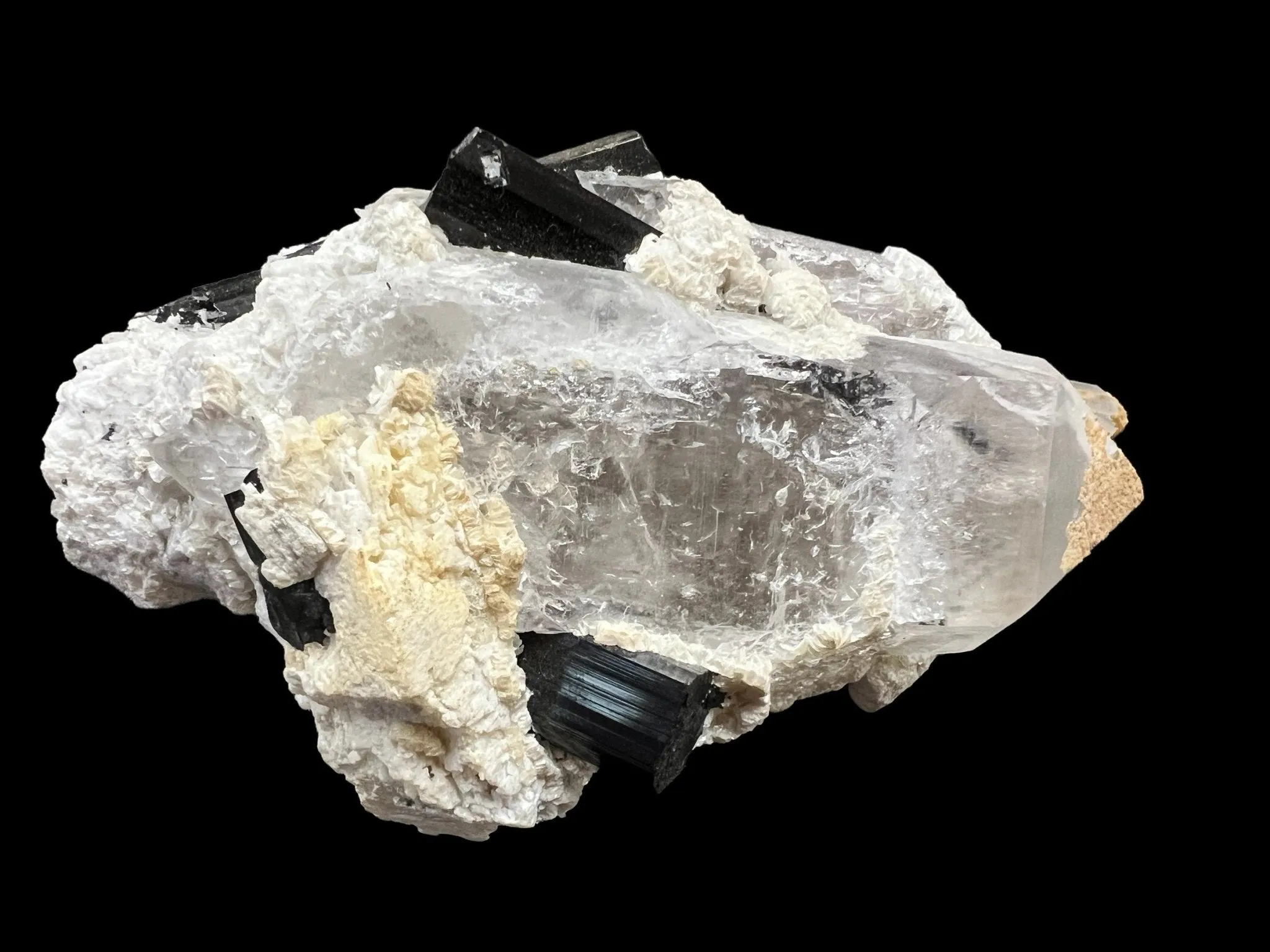 Smoky Quartz Lemurian Point with Schorl (Black Tourmaline) Crystals - 490 grams