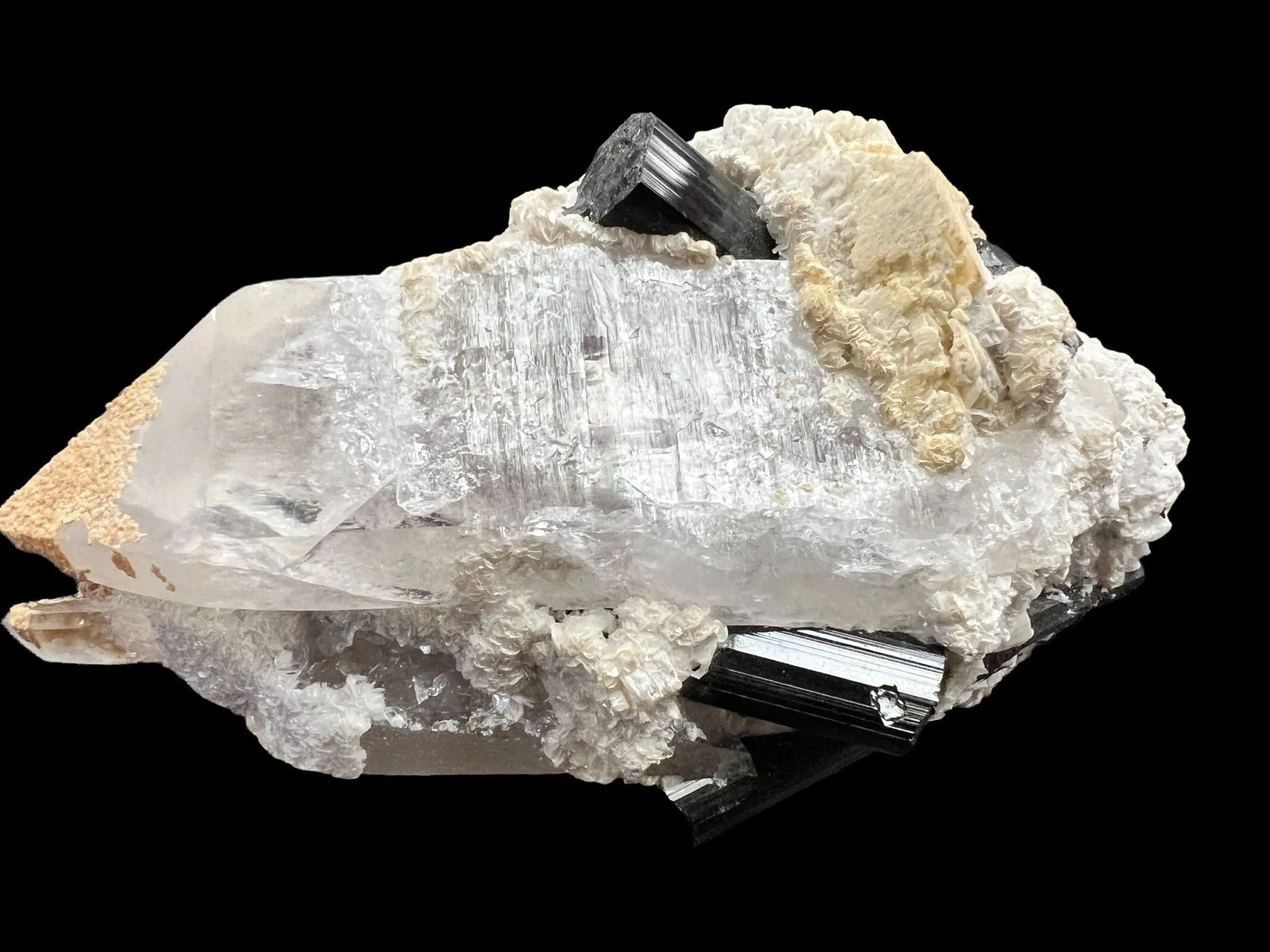 Smoky Quartz Lemurian Point with Schorl (Black Tourmaline) Crystals - 490 grams