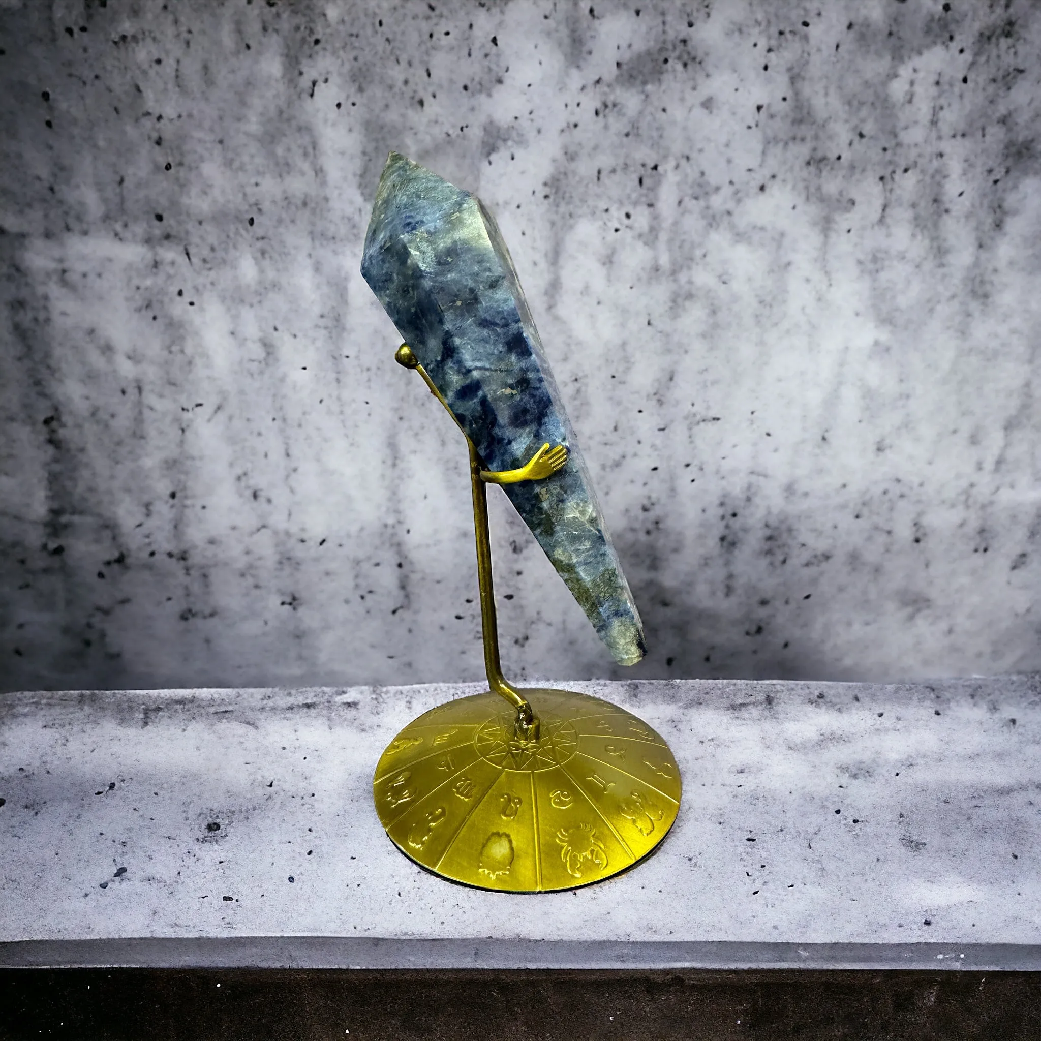 Sodalite Crystal Scepter with Zodiac Stand