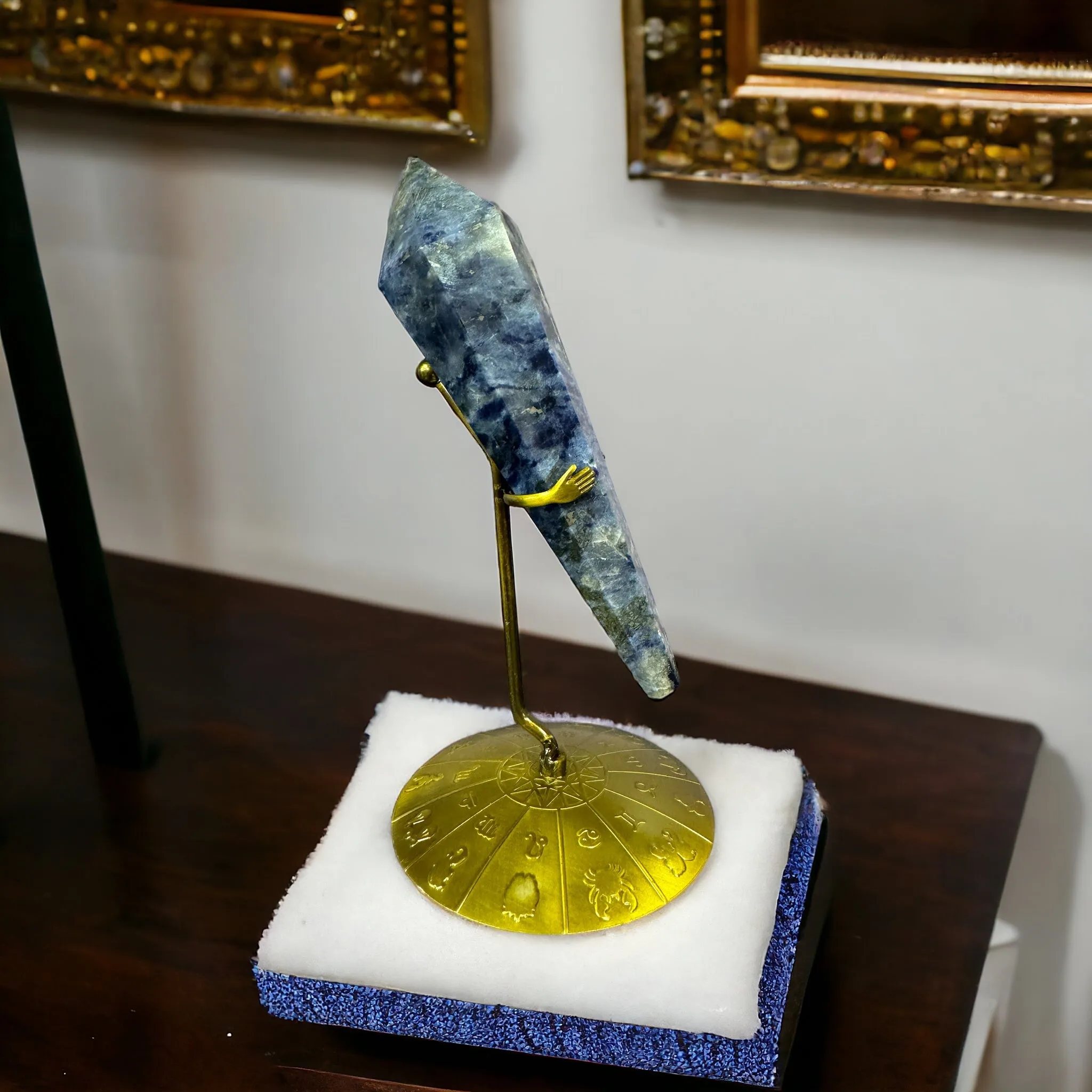 Sodalite Crystal Scepter with Zodiac Stand