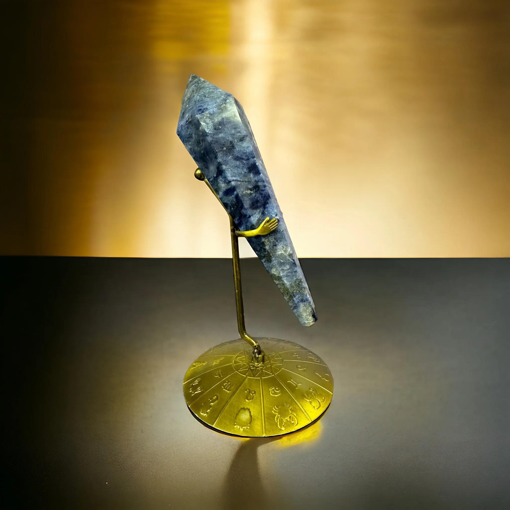 Sodalite Crystal Scepter with Zodiac Stand