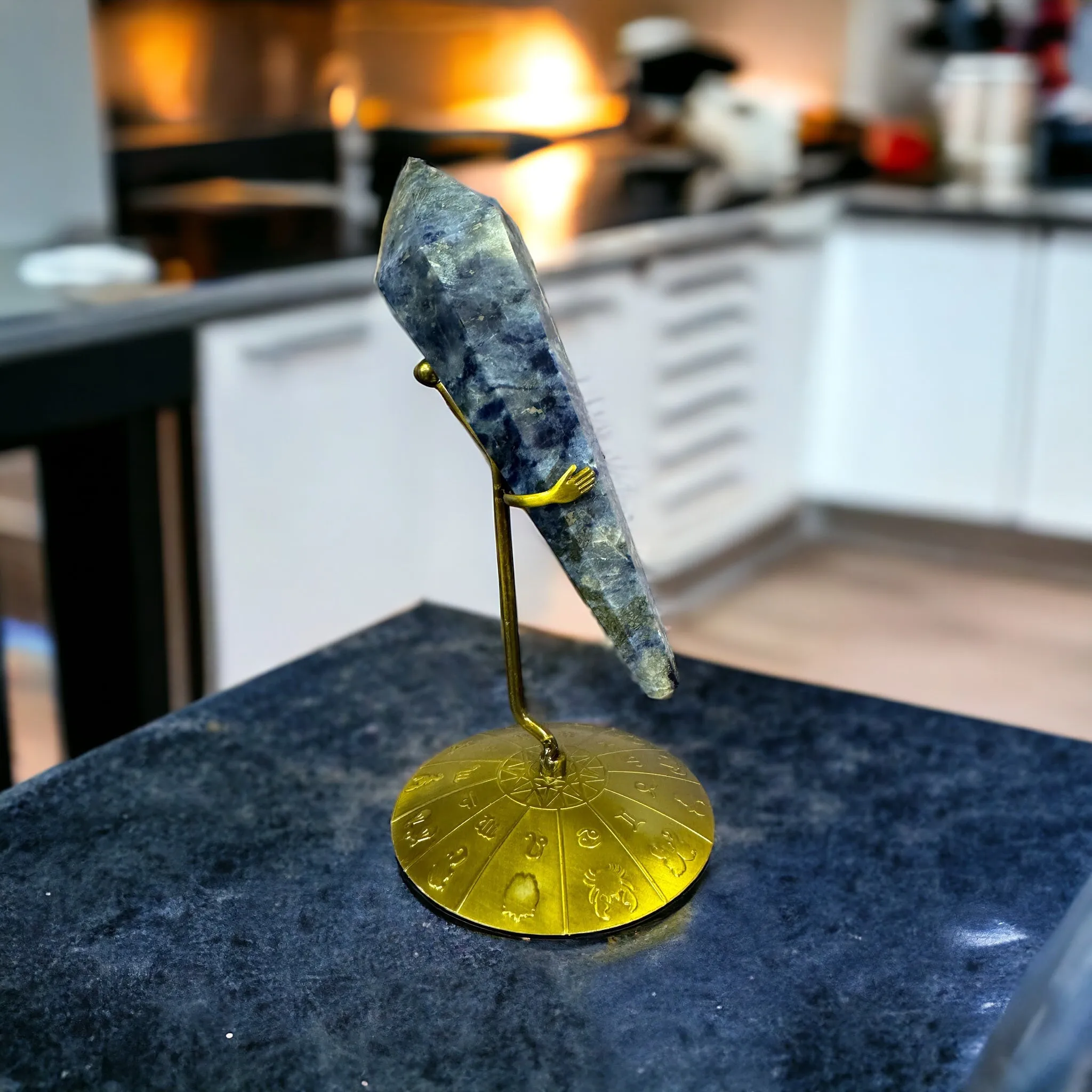 Sodalite Crystal Scepter with Zodiac Stand