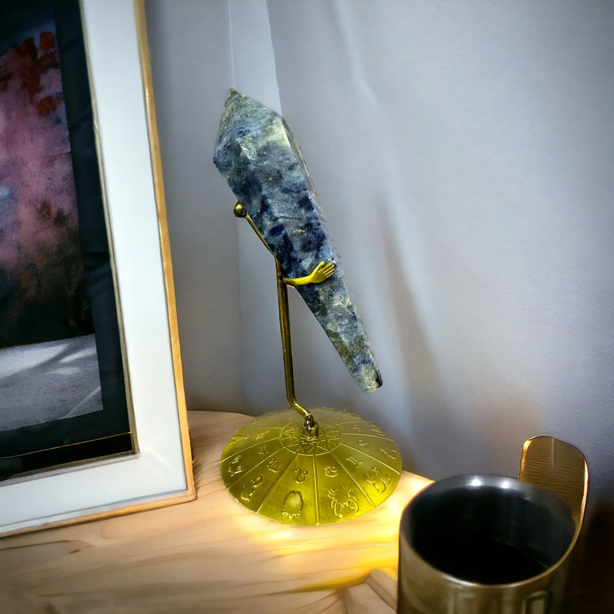 Sodalite Crystal Scepter with Zodiac Stand